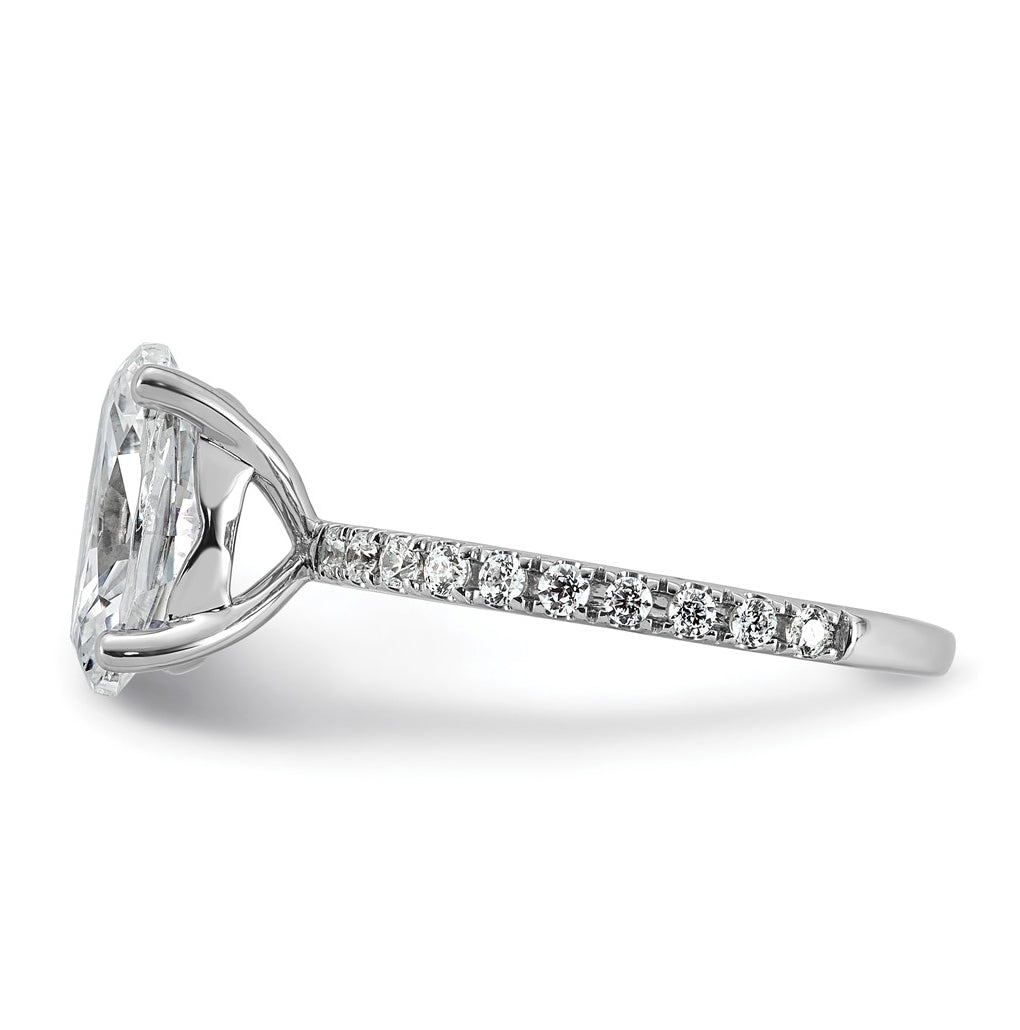 14k White Gold 3 3/8 carat Certified Lab Grown Diamond VS+ F+ Oval Complete Shared Prong Engagement Ring