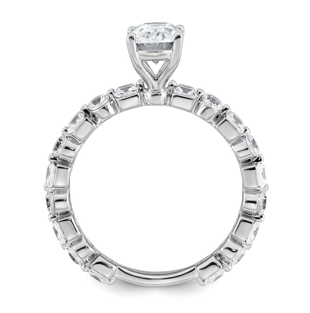 14k White Gold 2 1/2 carat Lab Grown Diamond VS+ F+ Oval Complete Engagement Ring