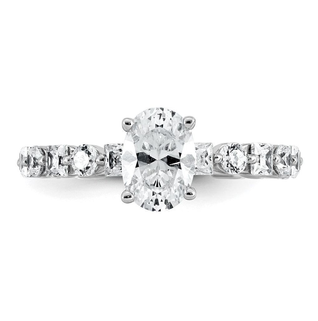 14k White Gold 2 1/2 carat Lab Grown Diamond VS+ F+ Oval Complete Engagement Ring