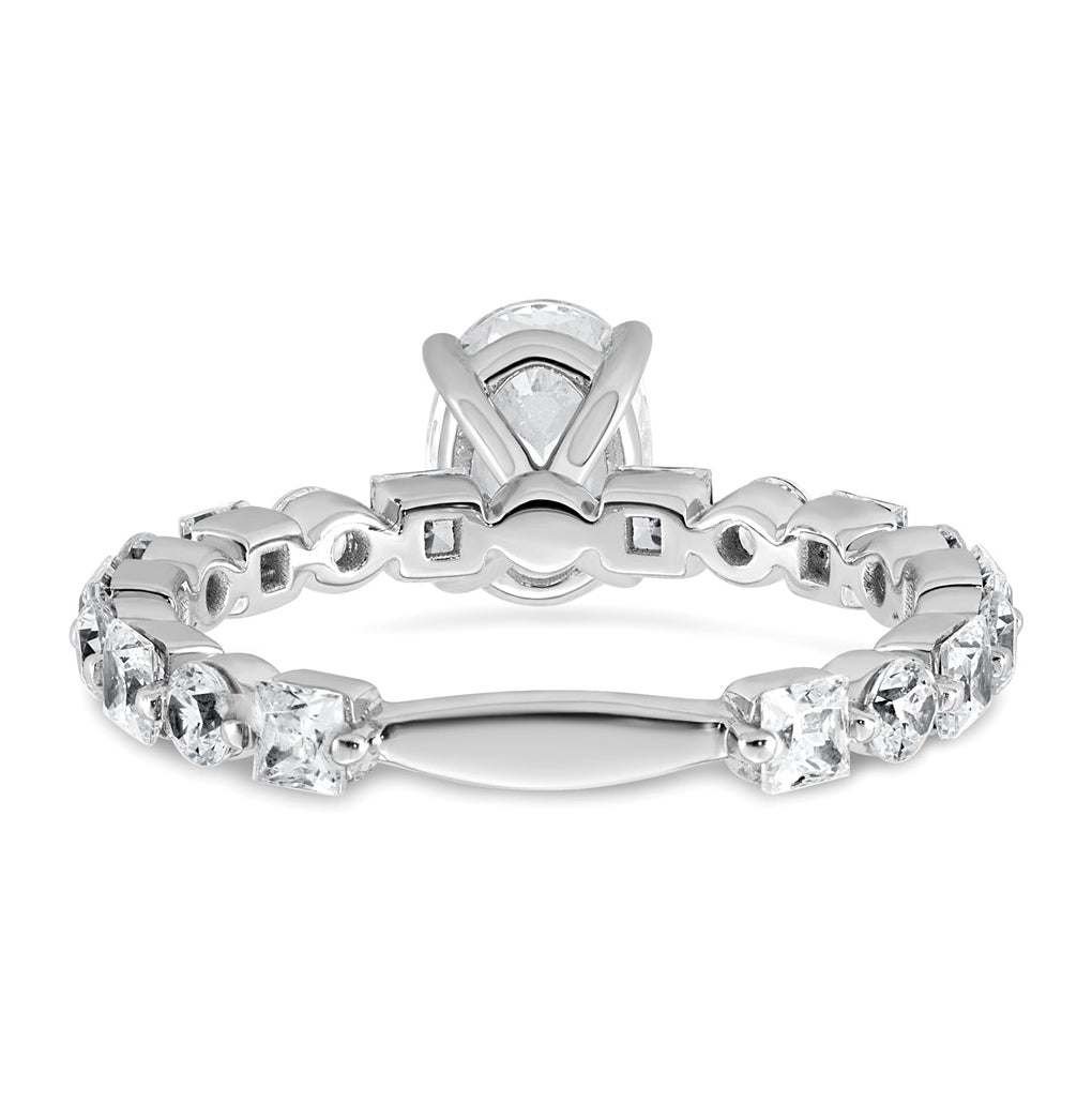 14k White Gold 2 1/2 carat Lab Grown Diamond VS+ F+ Oval Complete Engagement Ring