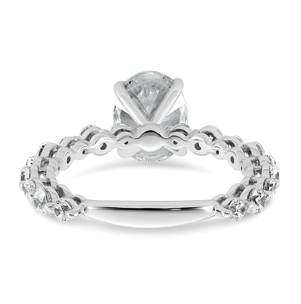 14k White Gold 2 1/3 carat Lab Grown Diamond VS+ F+ Oval Complete Shared Prong Engagement Ring