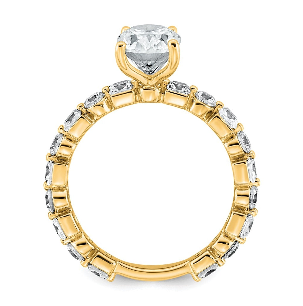 14k Yellow Gold 3 carat Lab Grown Diamond VS+ F+ Oval Complete Engagement Ring