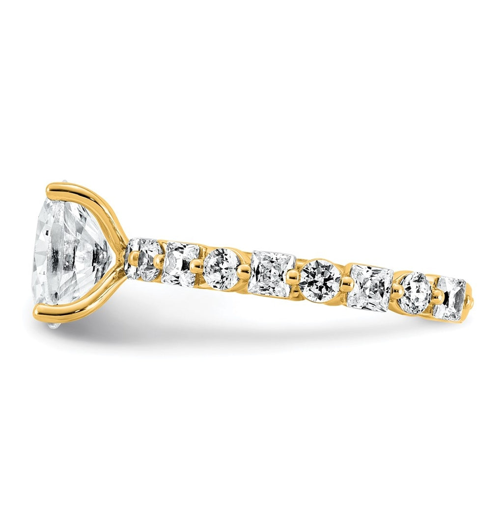 14k Yellow Gold 3 carat Lab Grown Diamond VS+ F+ Oval Complete Engagement Ring