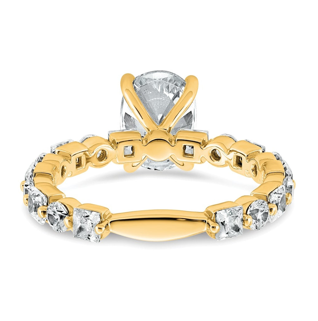 14k Yellow Gold 3 carat Lab Grown Diamond VS+ F+ Oval Complete Engagement Ring