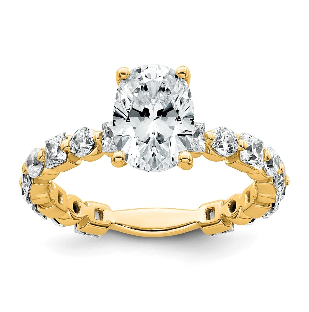 14k Yellow Gold 3 carat Lab Grown Diamond VS+ F+ Oval Complete Engagement Ring