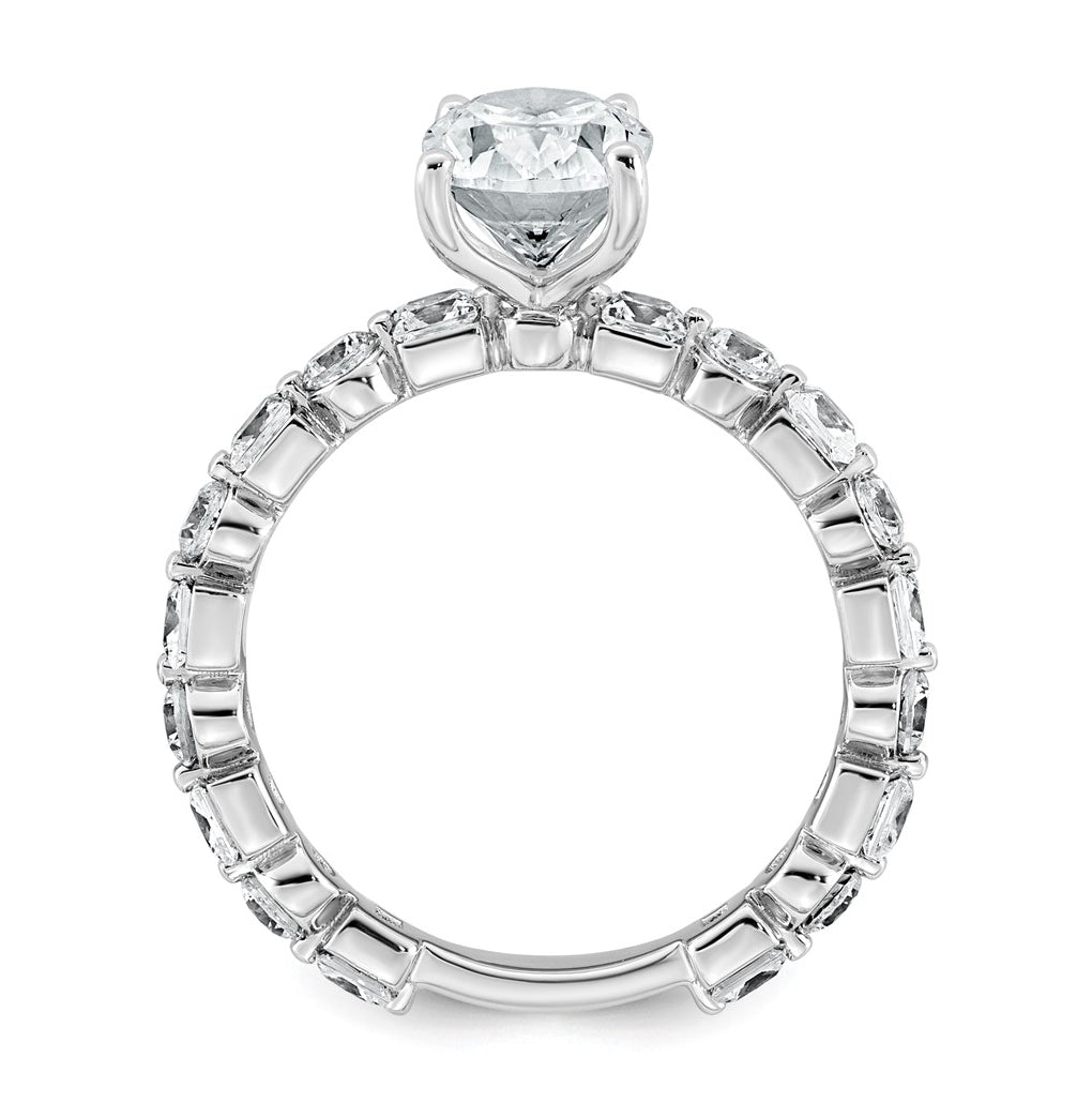 14k White Gold 3 carat Certified Lab Grown Diamond VS+ F+ Oval Complete Engagement Ring
