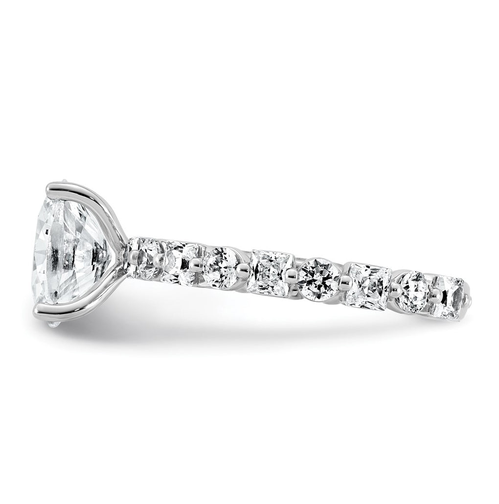 14k White Gold 3 carat Certified Lab Grown Diamond VS+ F+ Oval Complete Engagement Ring