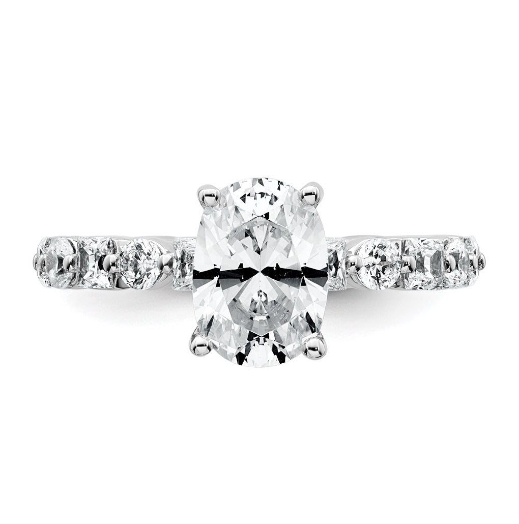 14k White Gold 3 carat Certified Lab Grown Diamond VS+ F+ Oval Complete Engagement Ring
