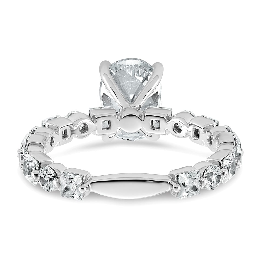 14k White Gold 3 carat Certified Lab Grown Diamond VS+ F+ Oval Complete Engagement Ring