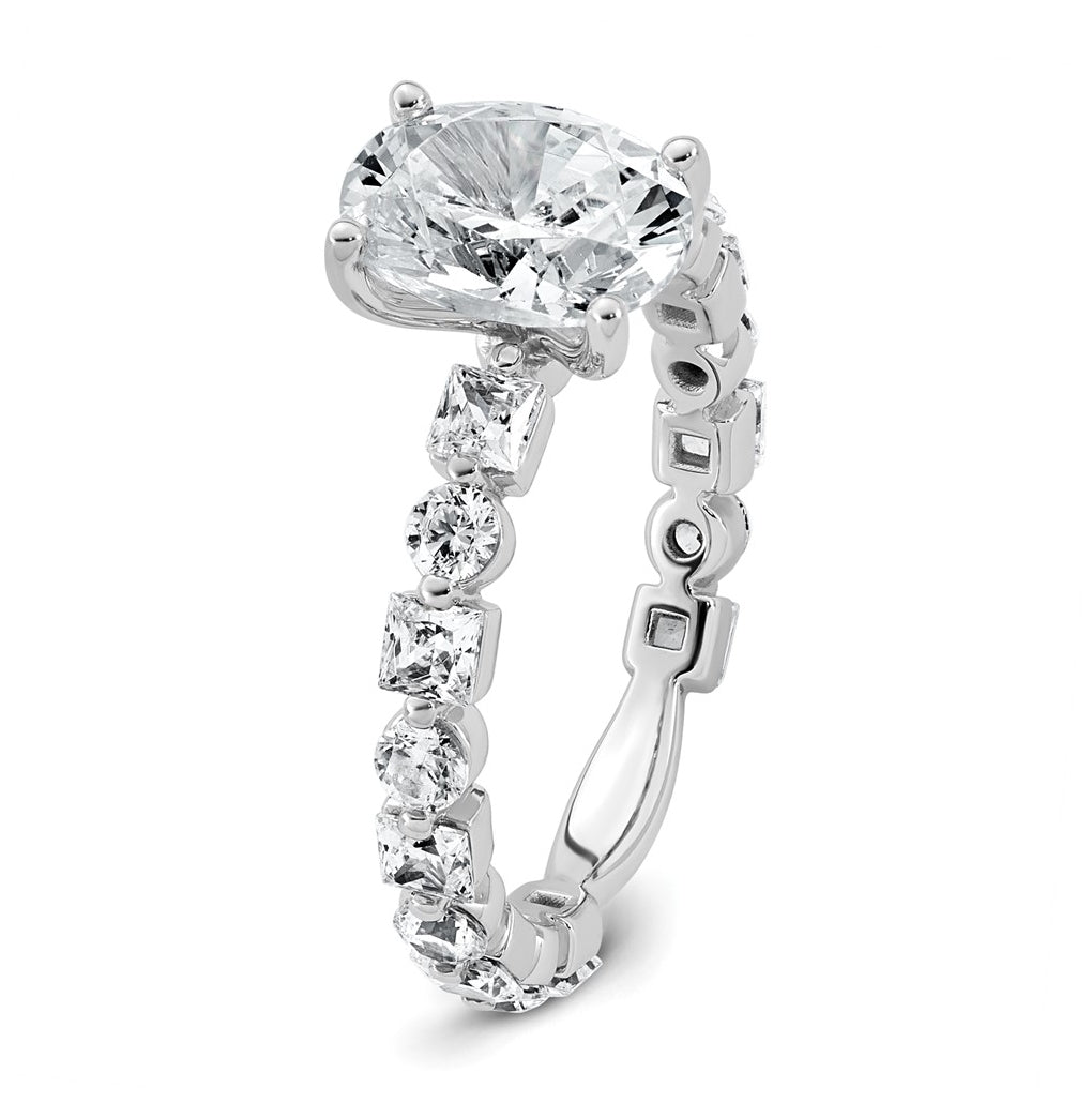 14k White Gold 3 carat Certified Lab Grown Diamond VS+ F+ Oval Complete Engagement Ring