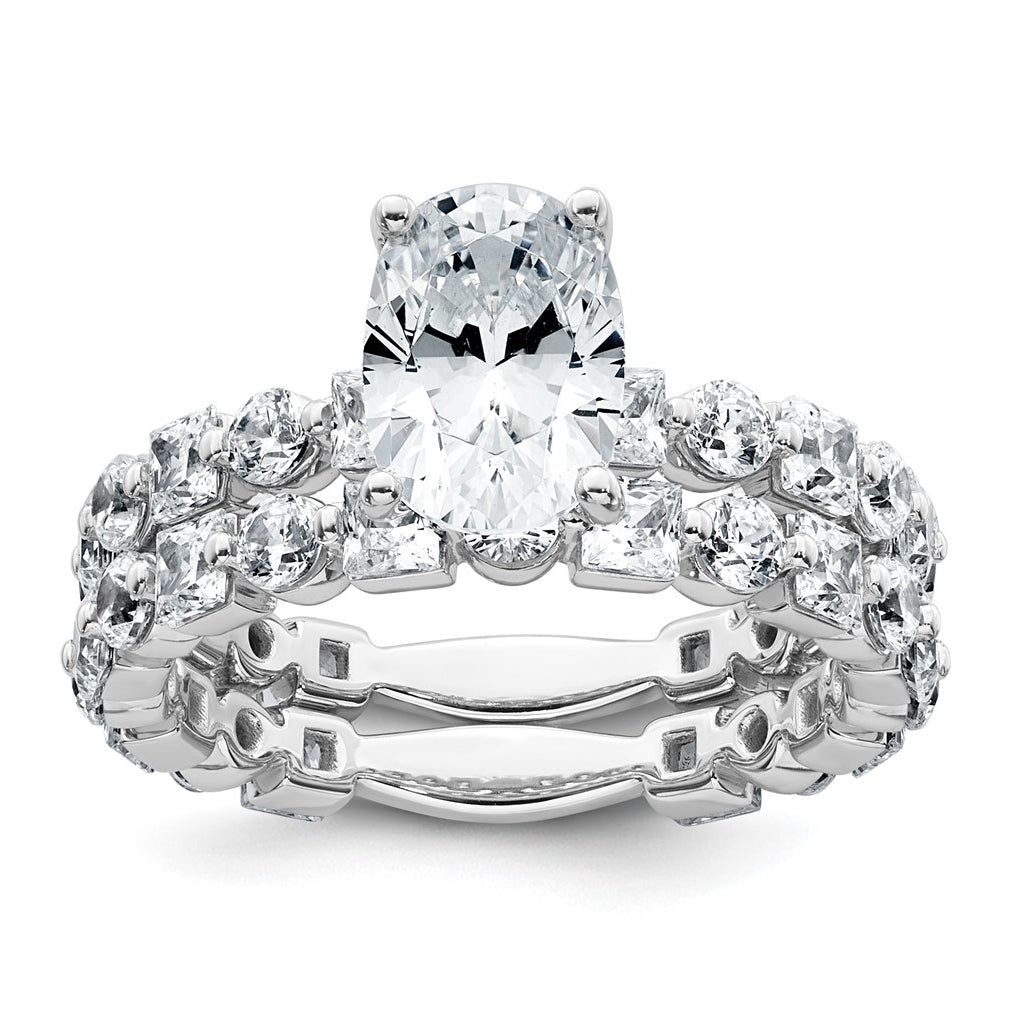 14k White Gold 3 carat Certified Lab Grown Diamond VS+ F+ Oval Complete Engagement Ring