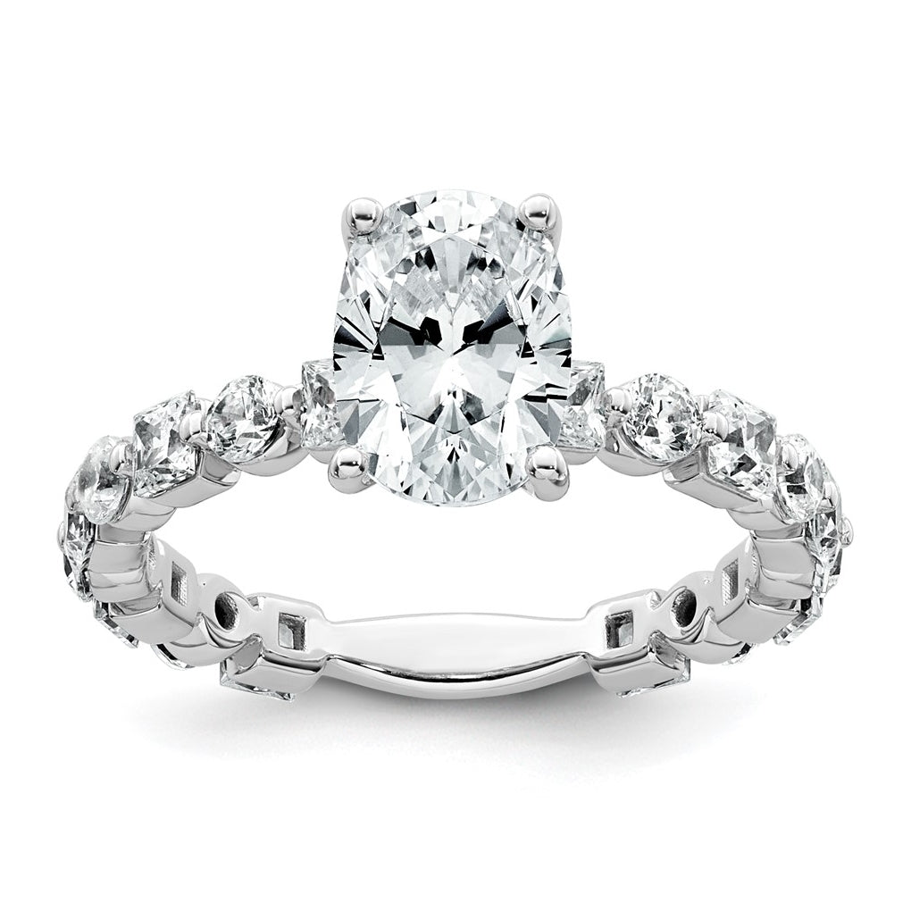 14k White Gold 3 carat Certified Lab Grown Diamond VS+ F+ Oval Complete Engagement Ring