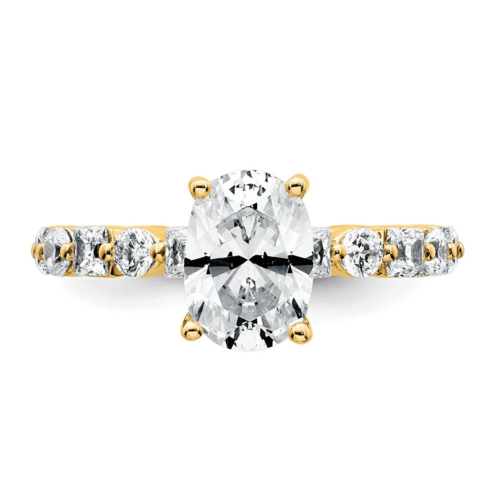14k Yellow Gold 3 carat Certified Lab Grown Diamond VS+ F+ Oval Complete Engagement Ring