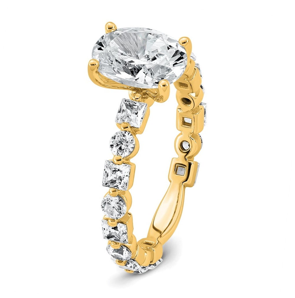 14k Yellow Gold 3 carat Certified Lab Grown Diamond VS+ F+ Oval Complete Engagement Ring