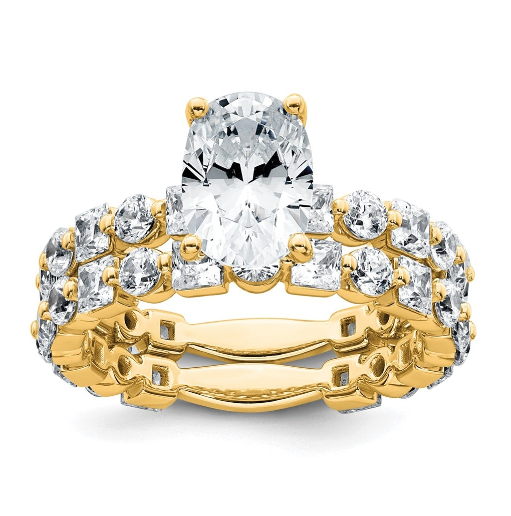 14k Yellow Gold 3 carat Certified Lab Grown Diamond VS+ F+ Oval Complete Engagement Ring