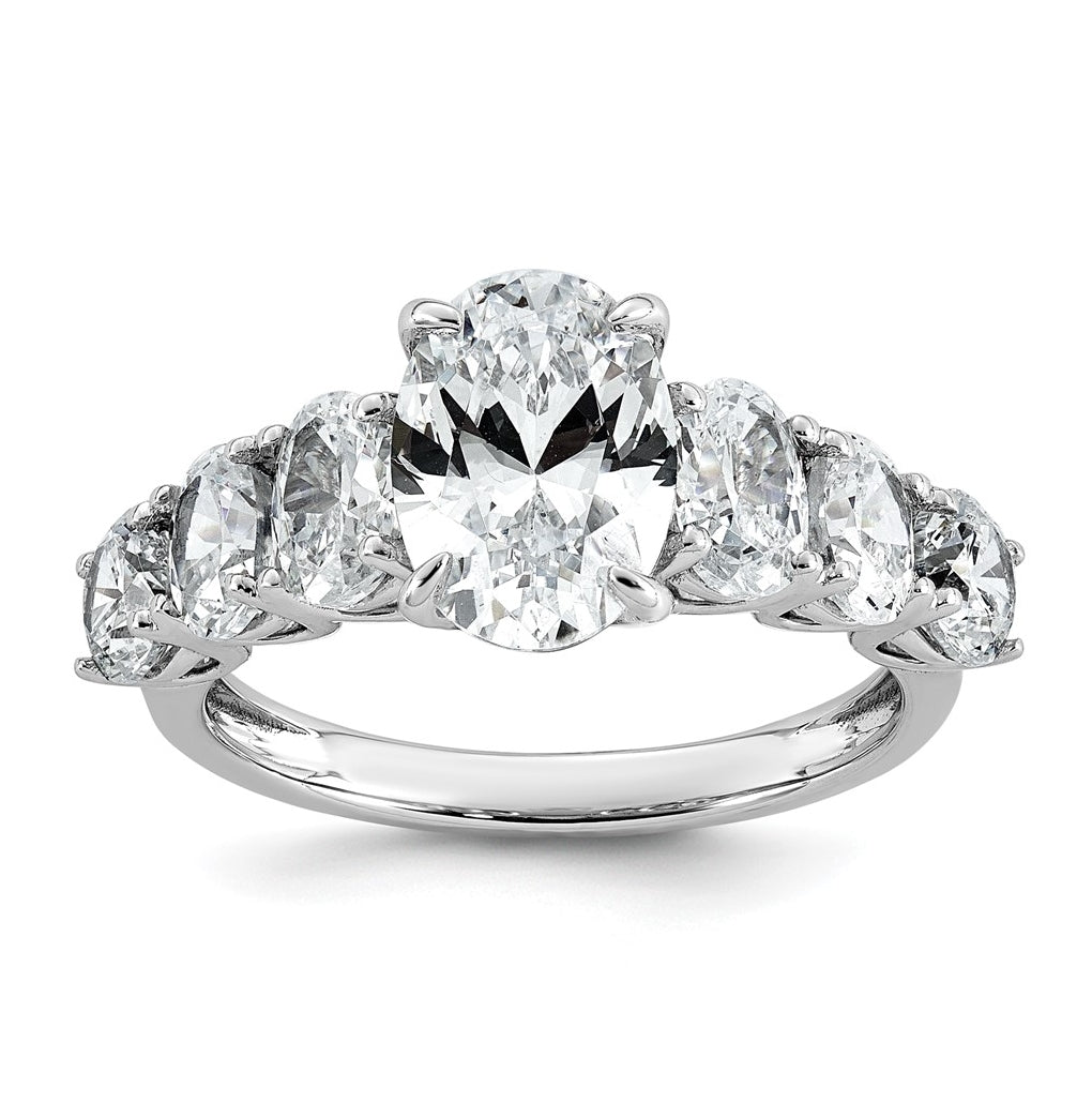 14k White Gold 3 7/8 carat Lab Grown Diamond VS+ F+ Oval Complete Engagement Ring