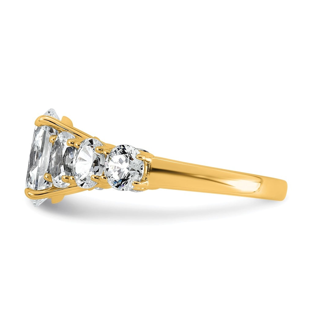 14k Yellow Gold 3 7/8 carat Lab Grown Diamond VS+ F+ Oval Complete Engagement Ring