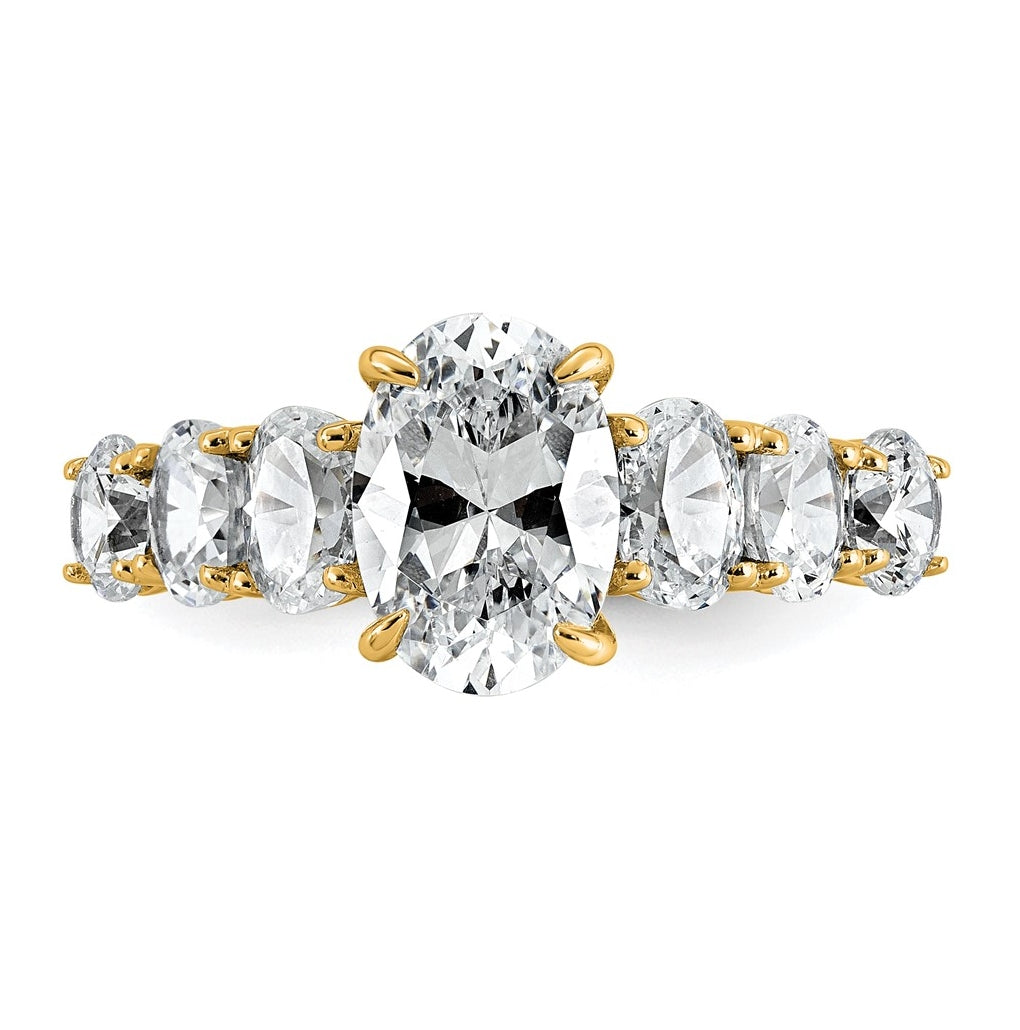 14k Yellow Gold 3 7/8 carat Lab Grown Diamond VS+ F+ Oval Complete Engagement Ring