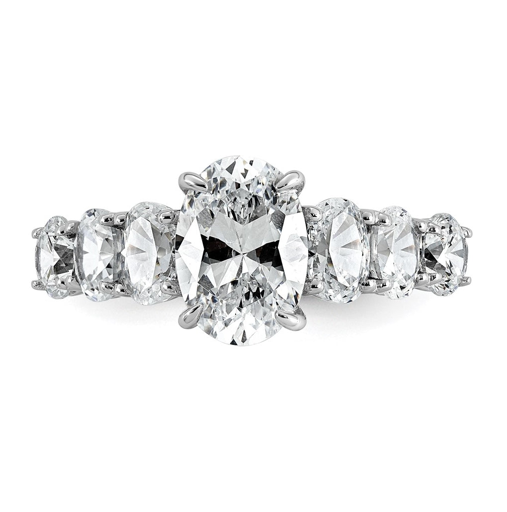 14k White Gold 3 7/8 carat Certified Lab Grown Diamond VS+ F+ Oval Complete Engagement Ring