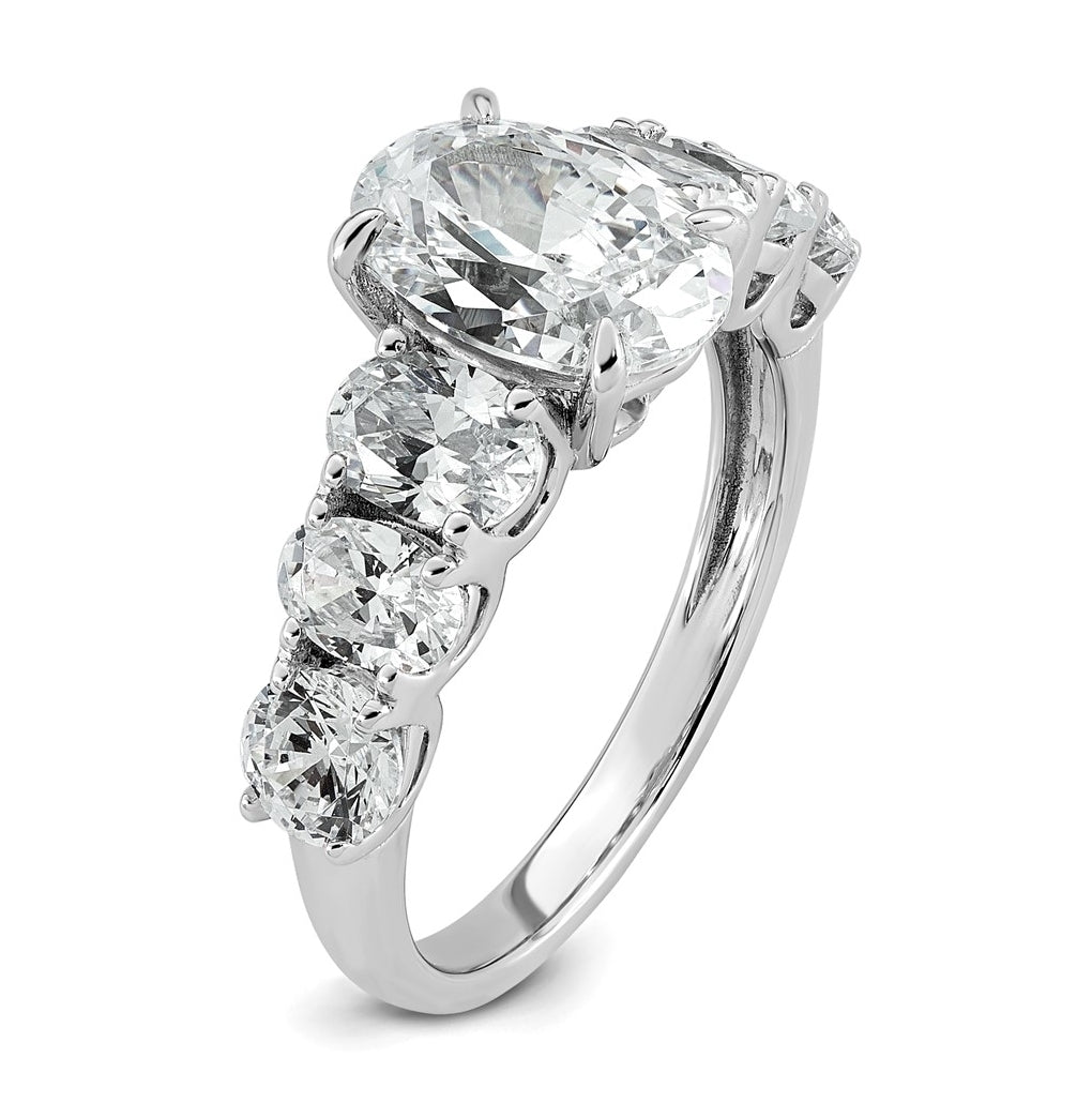 14k White Gold 3 7/8 carat Certified Lab Grown Diamond VS+ F+ Oval Complete Engagement Ring