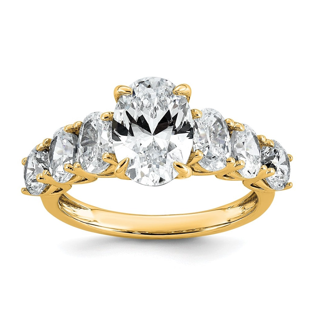 14k Yellow Gold 3 7/8 carat Certified Lab Grown Diamond VS+ F+ Oval Complete Engagement Ring