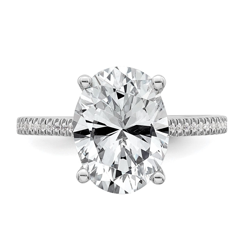 14k White Gold 4 1/4 carat Lab Grown Diamond VS+ F+ Oval Complete Engagement Ring