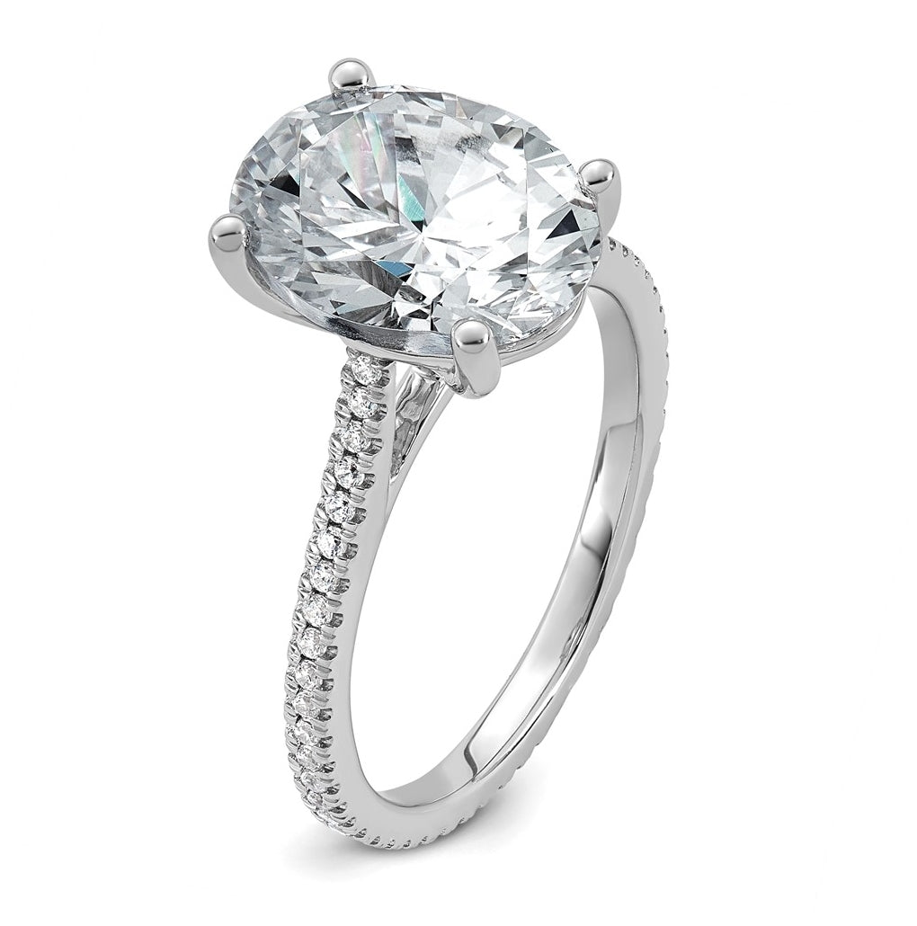 14k White Gold 4 1/4 carat Lab Grown Diamond VS+ F+ Oval Complete Engagement Ring