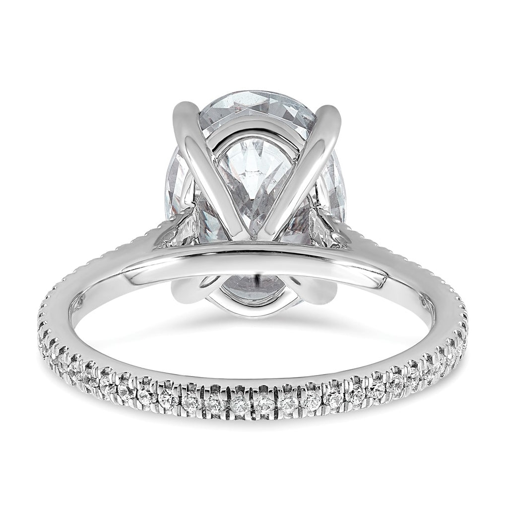 14k White Gold 4 1/4 carat Certified Lab Grown Diamond VS+ F+ Oval Complete Engagement Ring