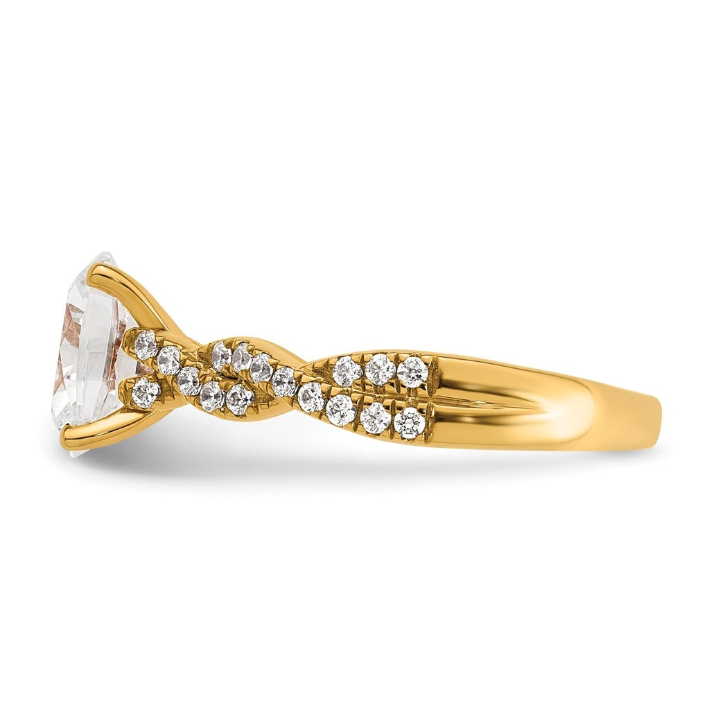 14k Yellow Gold 1 7/8 carat Lab Grown Diamond VS+ F+ Oval Complete Engagement Ring