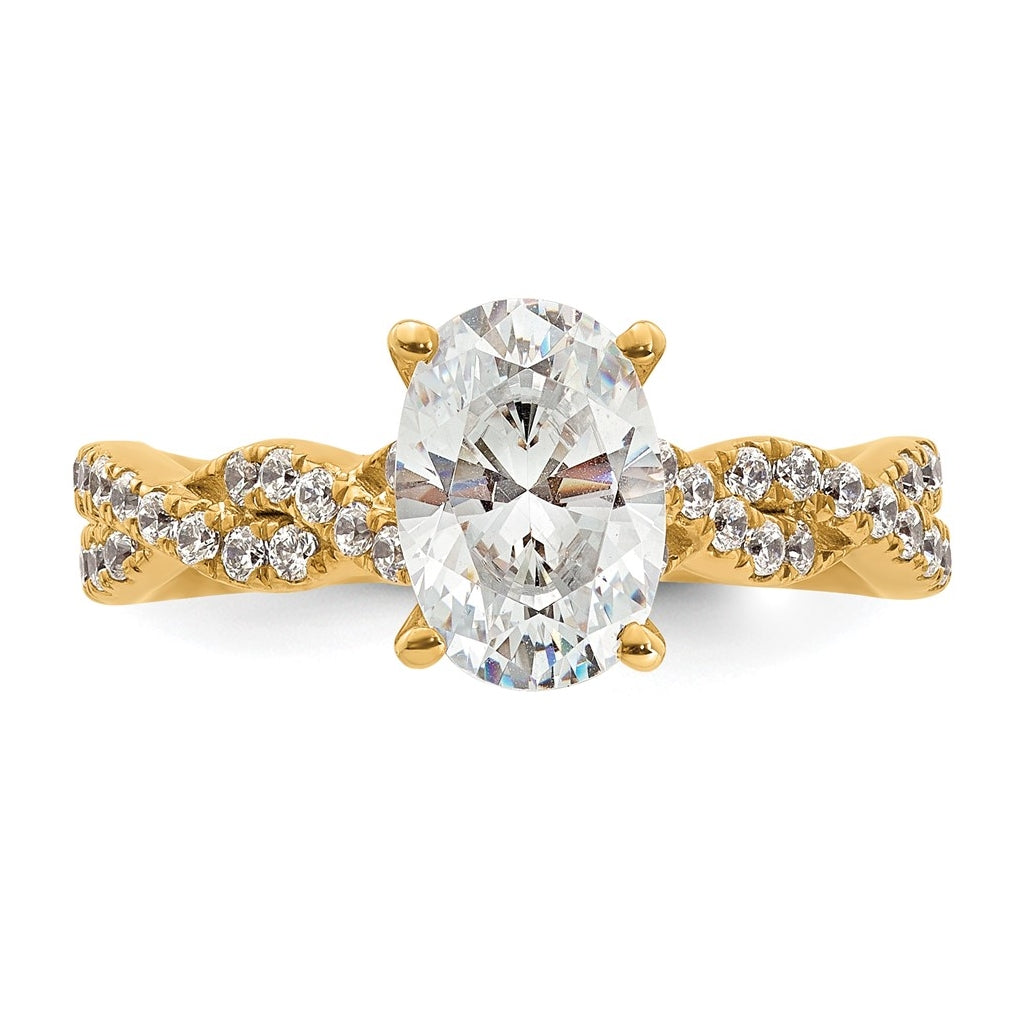 14k Yellow Gold 1 7/8 carat Lab Grown Diamond VS+ F+ Oval Complete Engagement Ring