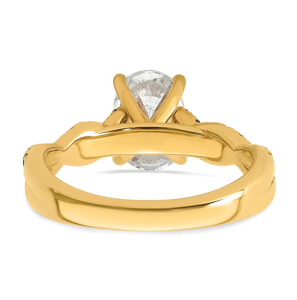 14k Yellow Gold 1 7/8 carat Lab Grown Diamond VS+ F+ Oval Complete Engagement Ring