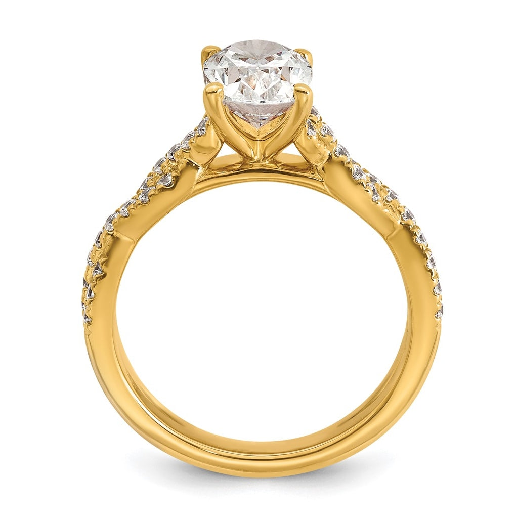 14k Yellow Gold 1 7/8 carat Certified Lab Grown Diamond VS+ F+ Oval Complete Engagement Ring