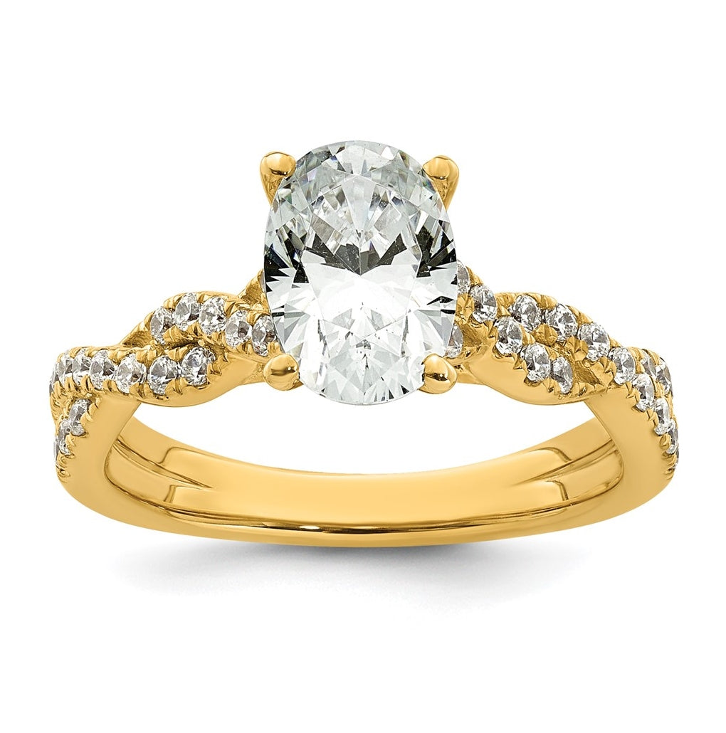 14k Yellow Gold 1 7/8 carat Certified Lab Grown Diamond VS+ F+ Oval Complete Engagement Ring
