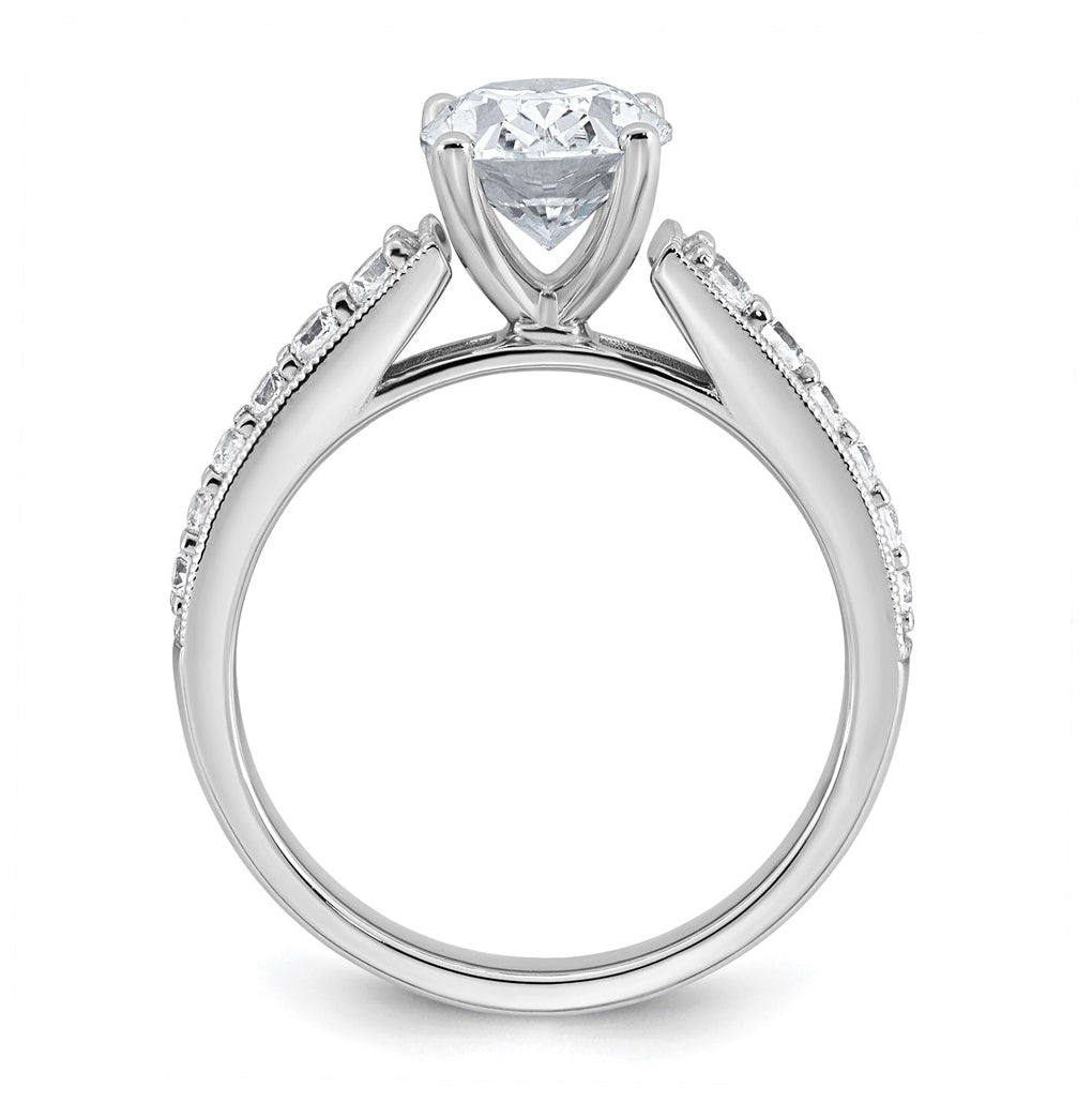 14k White Gold 1 7/8 carat Lab Grown Diamond VS+ F+ Oval Complete Engagement Ring