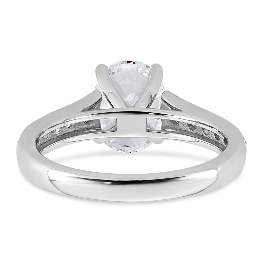 14k White Gold 1 7/8 carat Lab Grown Diamond VS+ F+ Oval Complete Engagement Ring