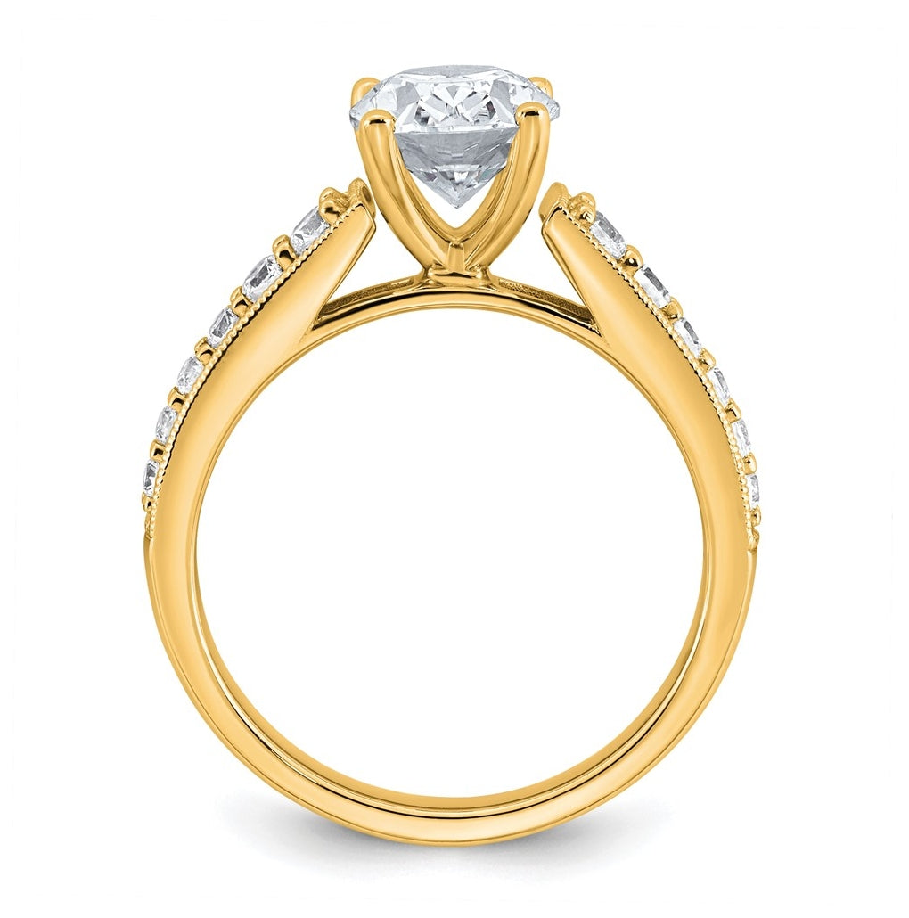 14k Yellow Gold 1 7/8 carat Lab Grown Diamond VS+ F+ Oval Complete Engagement Ring