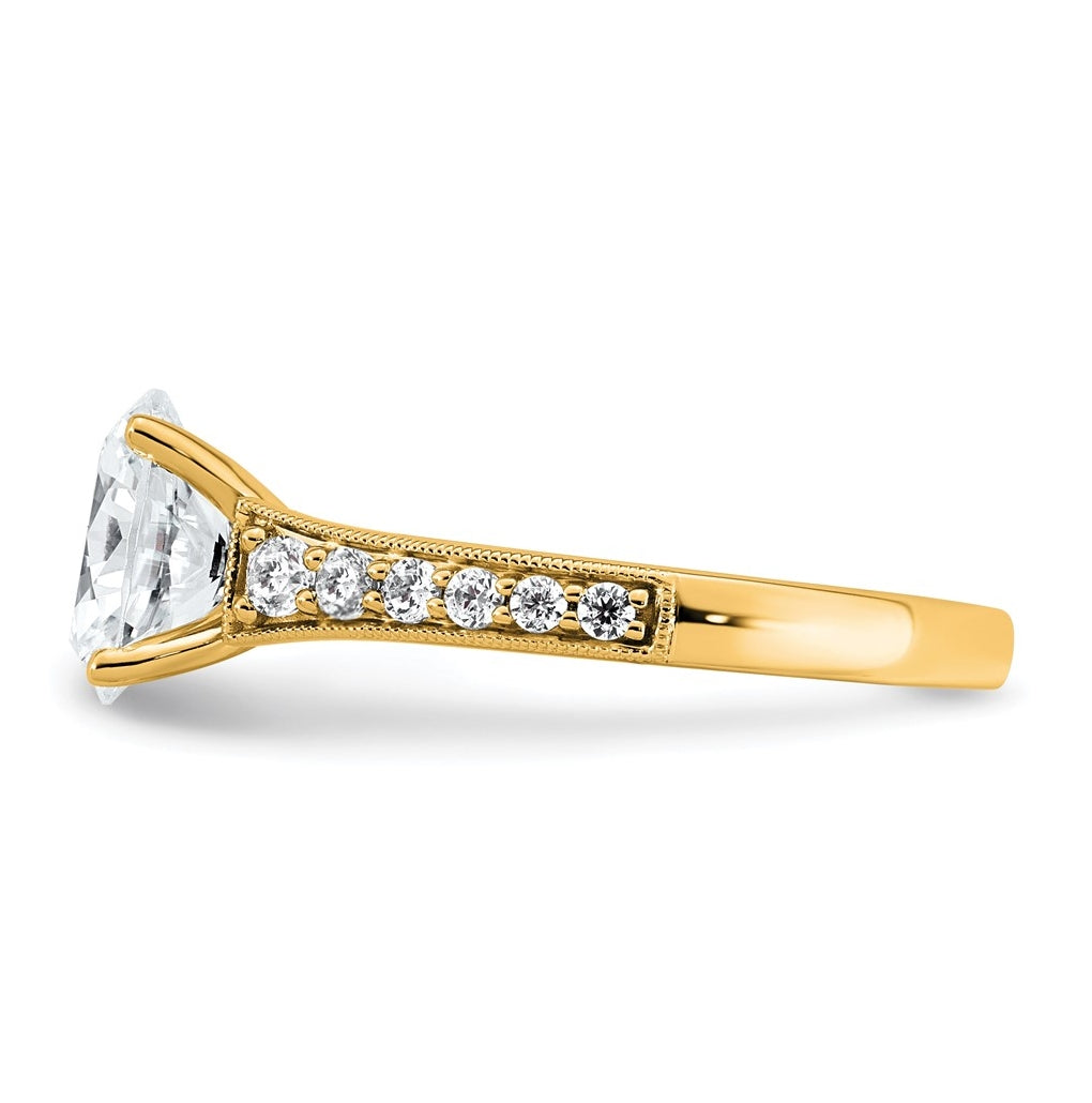 14k Yellow Gold 1 7/8 carat Lab Grown Diamond VS+ F+ Oval Complete Engagement Ring
