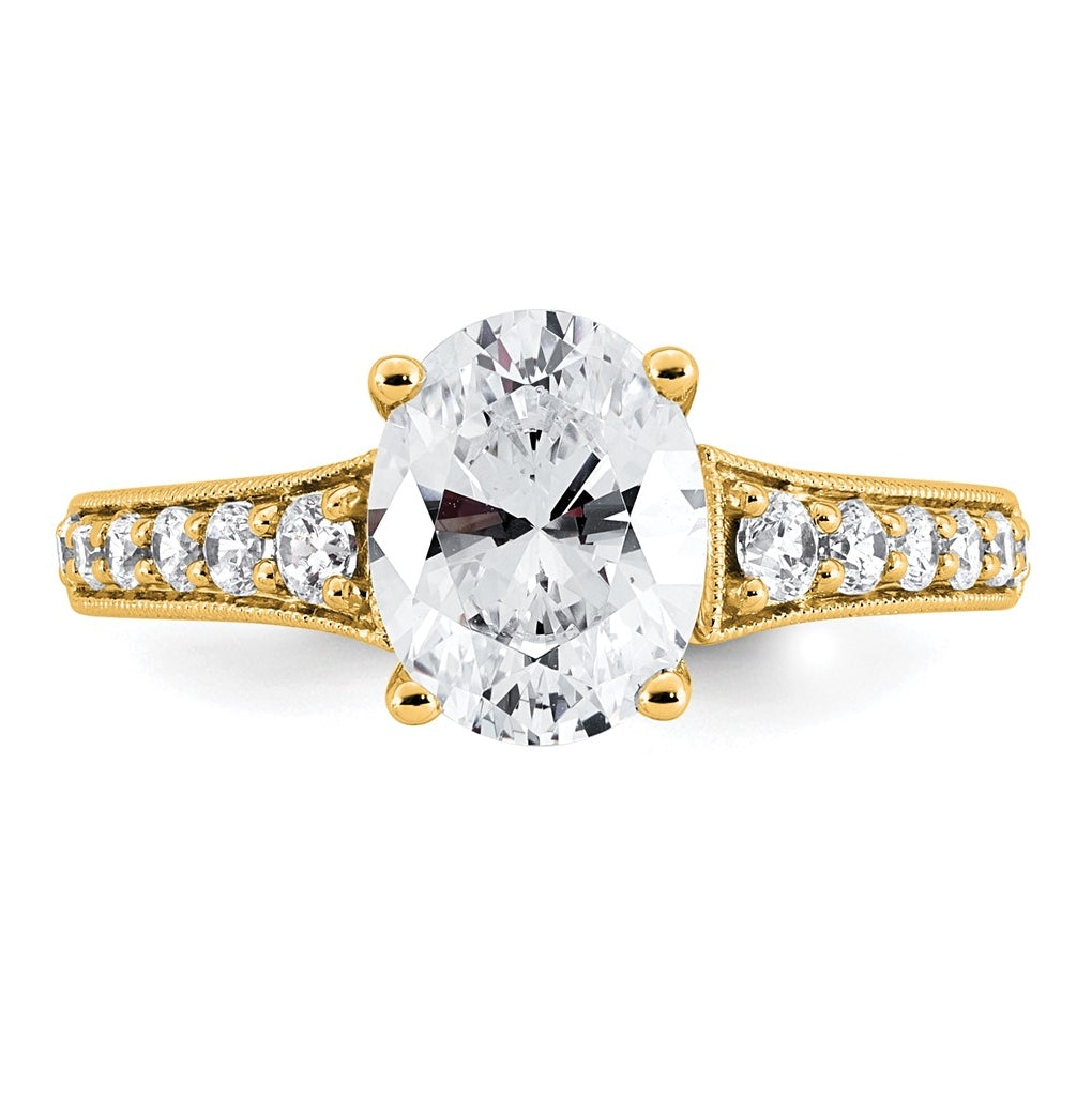 14k Yellow Gold 1 7/8 carat Lab Grown Diamond VS+ F+ Oval Complete Engagement Ring