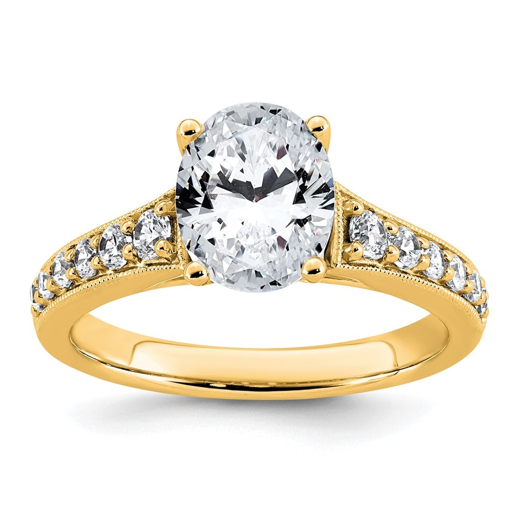 14k Yellow Gold 1 7/8 carat Lab Grown Diamond VS+ F+ Oval Complete Engagement Ring