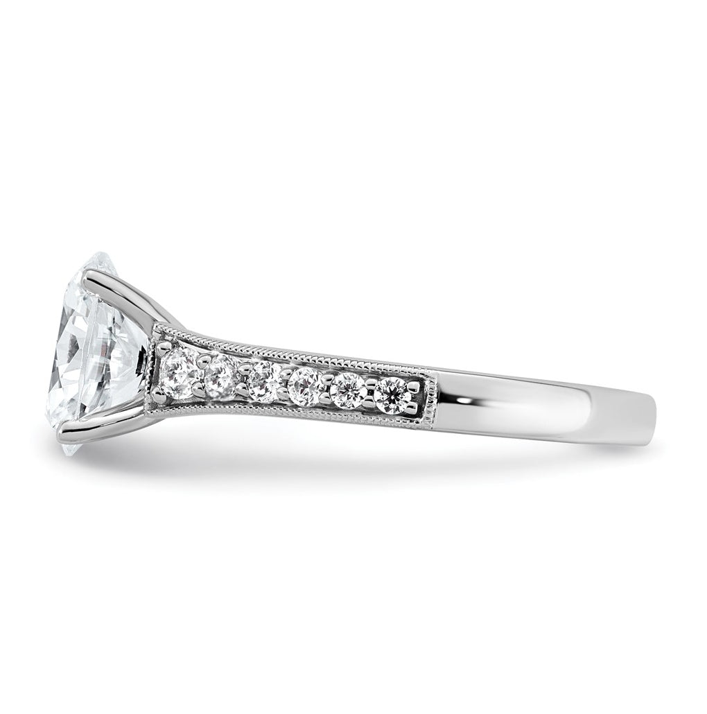 14k White Gold 1 7/8 carat Certified Lab Grown Diamond VS+ F+ Oval Complete Engagement Ring
