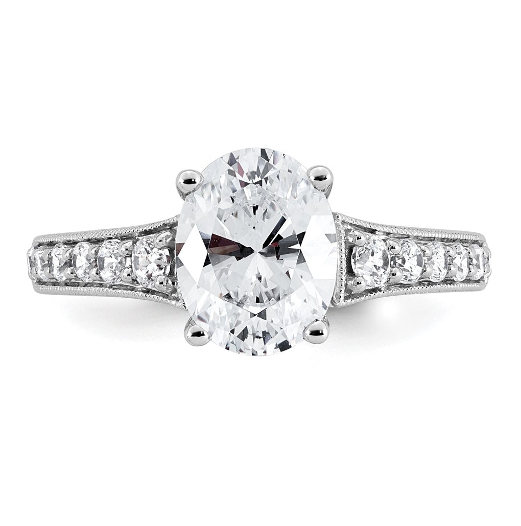 14k White Gold 1 7/8 carat Certified Lab Grown Diamond VS+ F+ Oval Complete Engagement Ring
