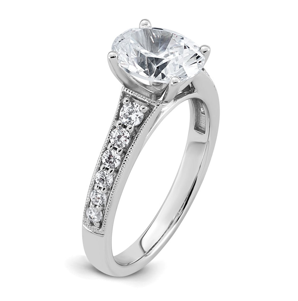 14k White Gold 1 7/8 carat Certified Lab Grown Diamond VS+ F+ Oval Complete Engagement Ring