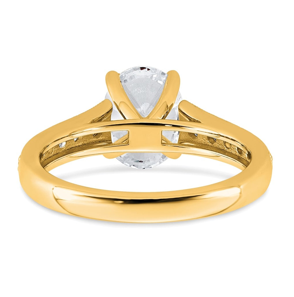 14k Yellow Gold 1 7/8 carat Certified Lab Grown Diamond VS+ F+ Oval Complete Engagement Ring