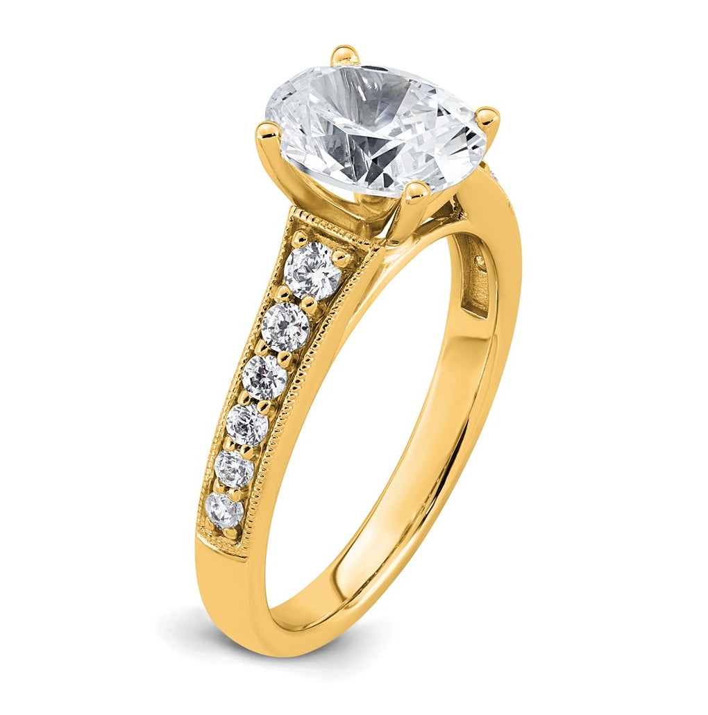14k Yellow Gold 1 7/8 carat Certified Lab Grown Diamond VS+ F+ Oval Complete Engagement Ring