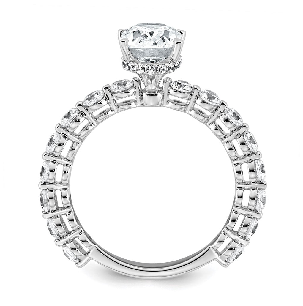 14k White Gold 2 5/8 carat Certified Lab Grown Diamond VS+ F+ Oval Complete Engagement Ring