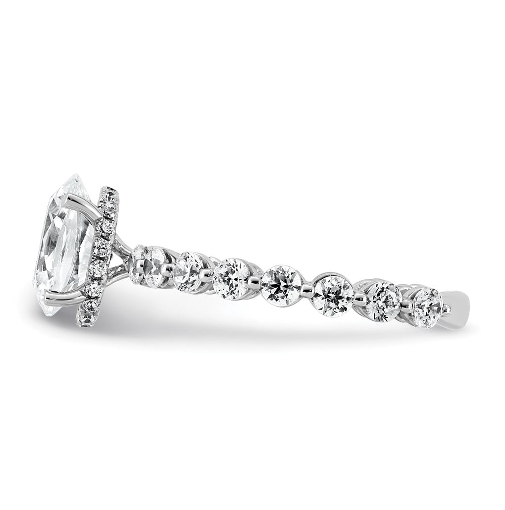 14k White Gold 2 5/8 carat Certified Lab Grown Diamond VS+ F+ Oval Complete Engagement Ring