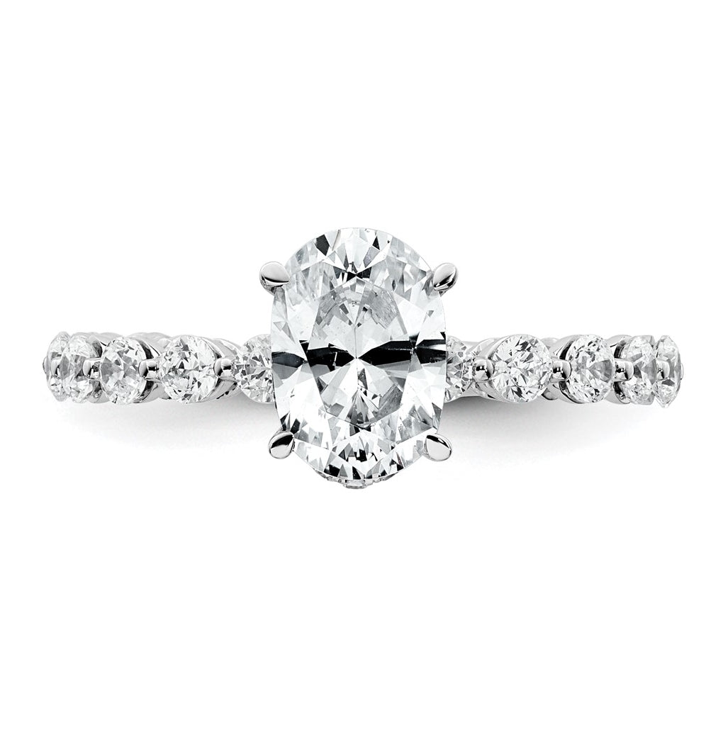 14k White Gold 2 5/8 carat Certified Lab Grown Diamond VS+ F+ Oval Complete Engagement Ring