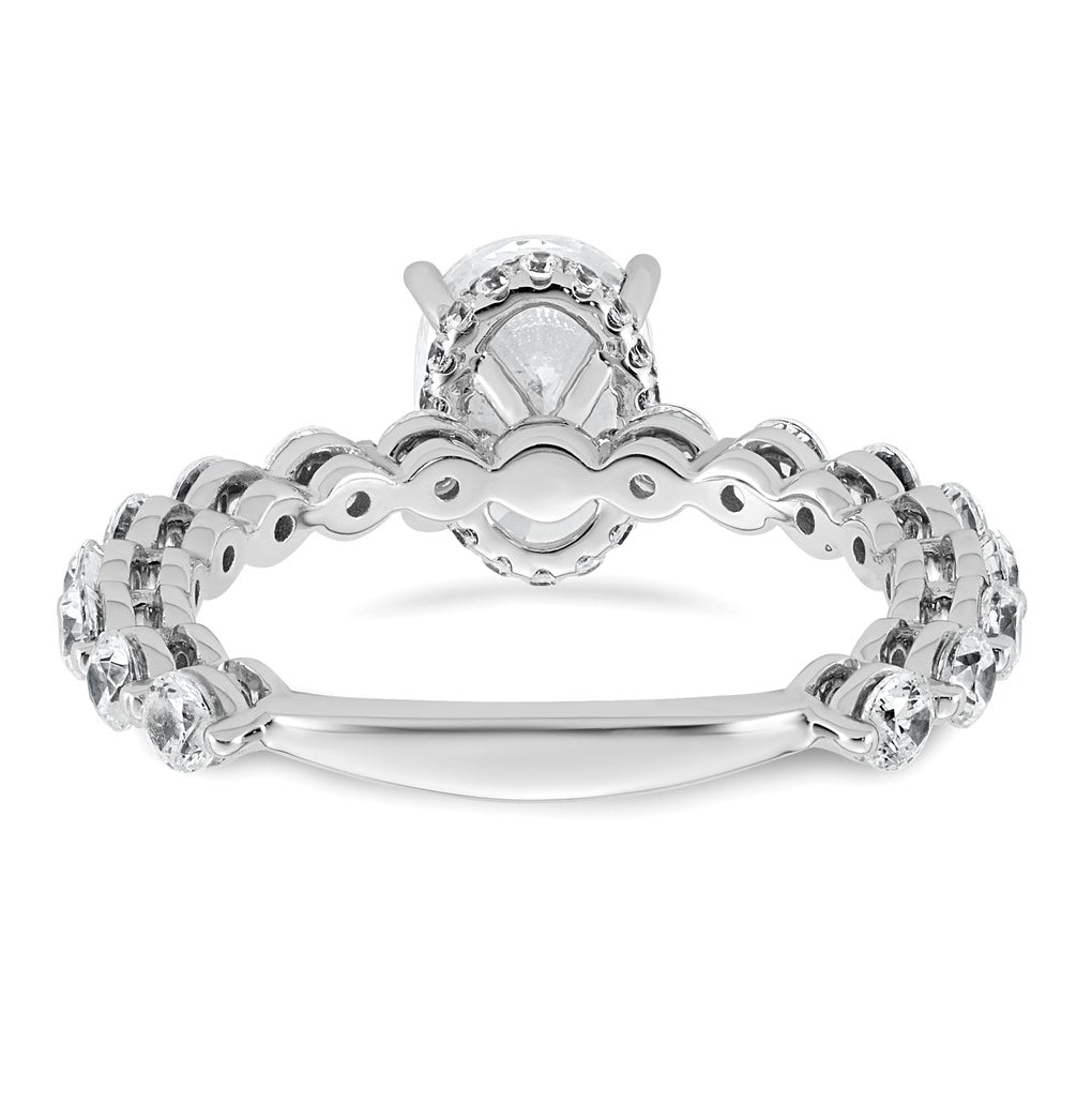 14k White Gold 2 5/8 carat Certified Lab Grown Diamond VS+ F+ Oval Complete Engagement Ring