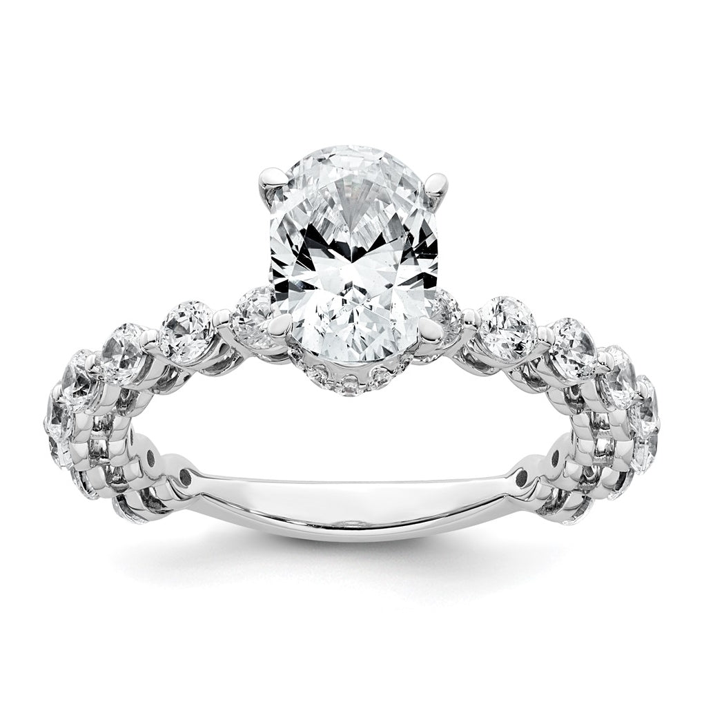 14k White Gold 2 5/8 carat Certified Lab Grown Diamond VS+ F+ Oval Complete Engagement Ring