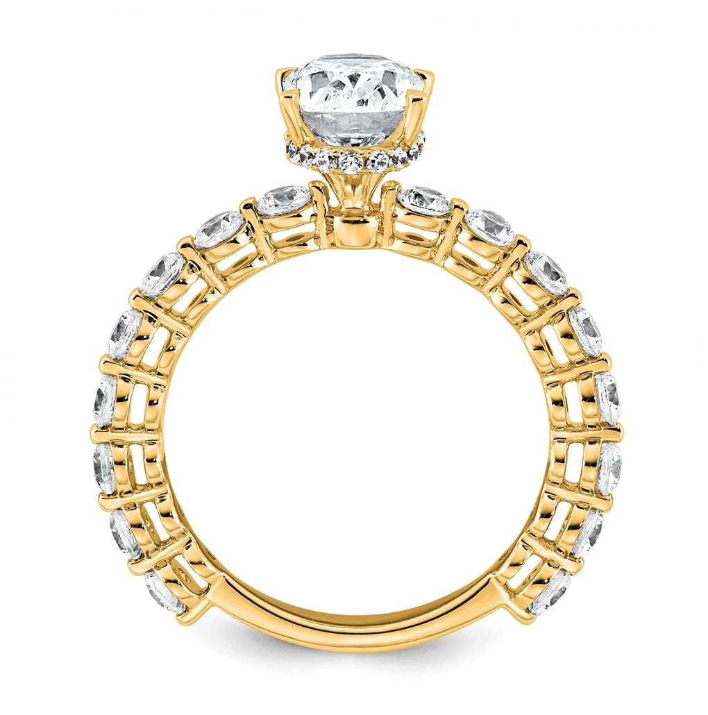 14k Yellow Gold 2 5/8 carat Certified Lab Grown Diamond VS+ F+ Oval Complete Engagement Ring